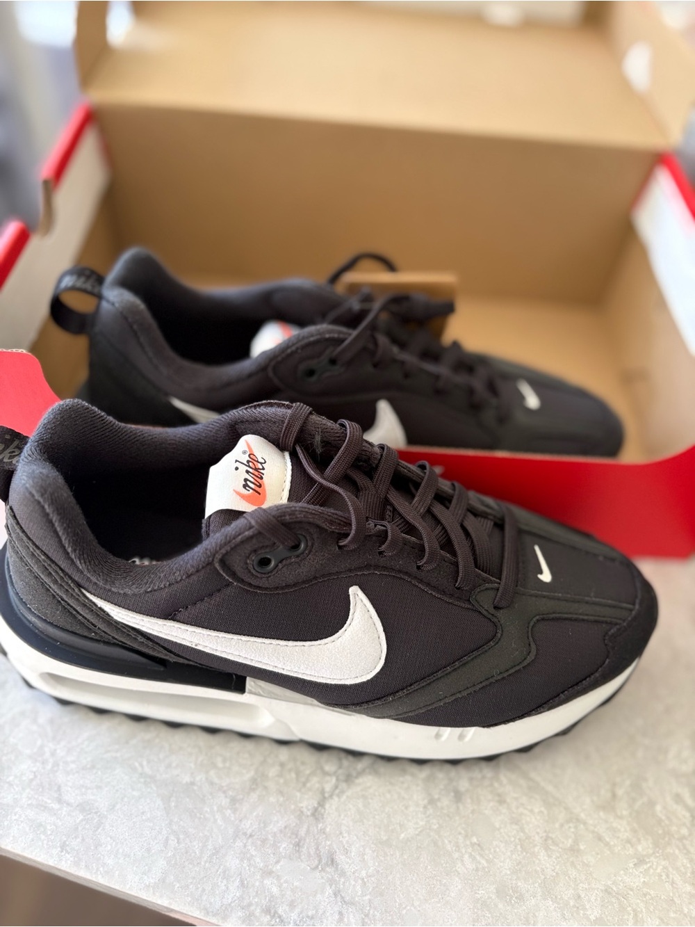 Nike Women's Black and White Air-Cushioned Athletic Sneakers - Picture 2 of 6